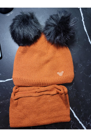 Winter Set “Bear” – Hat with Pom-Poms & Neck Warmer | Kids Warm Set