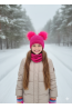 “Bear” Winter Set – Hat with Pom-Poms & Raspberry Pink Neck Warmer | Kids Winter Accessories