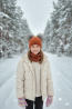 “Bear” Winter Set – Hat with Pom-Poms & Rust Brick Neck Warmer | Kids Winter Accessories
