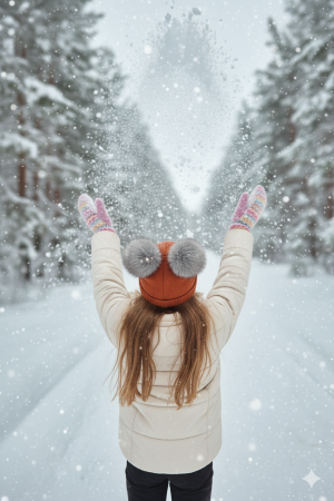 “Bear” Winter Set – Hat with Pom-Poms & Rust Brick Neck Warmer | Kids Winter Accessories