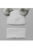 “Bear” Winter Set – Hat with Pom-Poms & Grey/Graphite Neck Warmer.