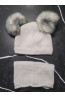 “Bear” Winter Set – Hat with Pom-Poms & Grey/Graphite Neck Warmer.