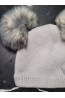 “Bear” Winter Set – Hat with Pom-Poms & Grey/Graphite Neck Warmer.