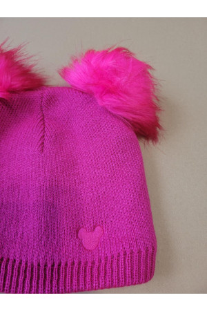 “Bear” Winter Set – Hat with Pom-Poms & Raspberry Pink Neck Warmer | Kids Winter Accessories