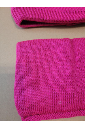 “Bear” Winter Set – Hat with Pom-Poms & Raspberry Pink Neck Warmer | Kids Winter Accessories