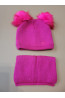 “Bear” Winter Set – Hat with Pom-Poms & Raspberry Pink Neck Warmer | Kids Winter Accessories
