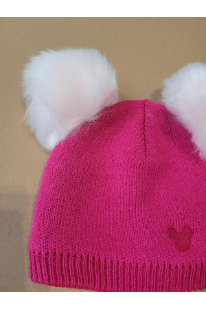 “Bear” Winter Set – Hat with Pom-Poms & Powder Pink Neck Warmer | Kids Winter Accessories