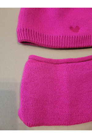 “Bear” Winter Set – Hat with Pom-Poms & Powder Pink Neck Warmer | Kids Winter Accessories