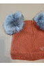“Bear” Winter Set – Hat with Pom-Poms & Rust Brick Neck Warmer | Kids Winter Accessories