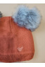 “Bear” Winter Set – Hat with Pom-Poms & Rust Brick Neck Warmer | Kids Winter Accessories