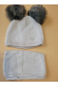 “Bear” Winter Set – Hat with Pom-Poms & Light Grey Neck Warmer.