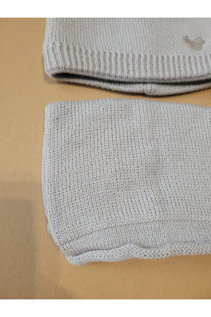 “Bear” Winter Set – Hat with Pom-Poms & Light Grey Neck Warmer.