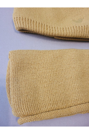 “Bear” Winter Set Mustard with Graphite Pom-Poms