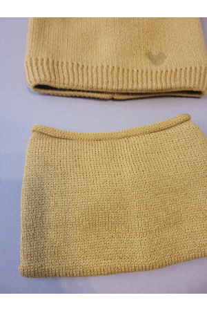 “Bear” Winter Set Mustard with Black Pom-Poms