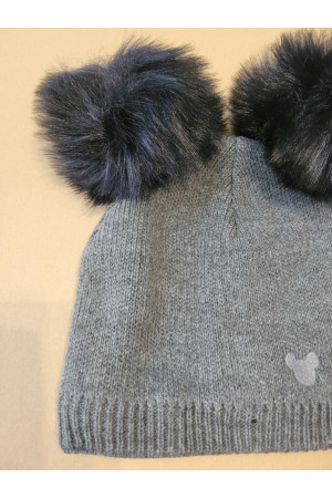 “Bear” Winter Set Graphite with Black Pom-Poms