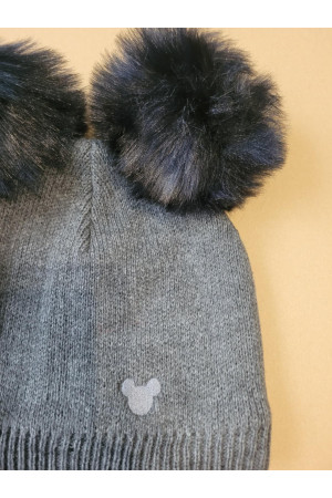 “Bear” Winter Set Graphite with Black Pom-Poms