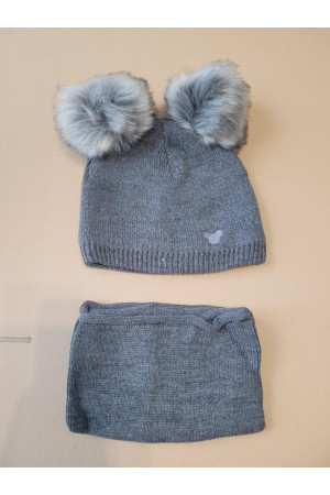 “Bear” Winter Set Graphite with Light Grey Pom-Poms