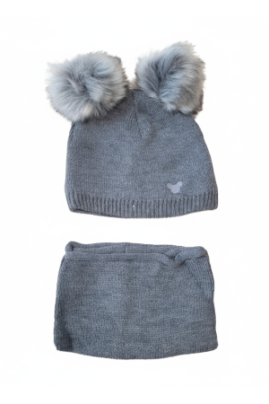 “Bear” Winter Set Graphite with Light Grey Pom-Poms