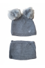 “Bear” Winter Set Graphite with Light Grey Pom-Poms