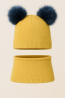 “Bear” Winter Set Mustard with Black Pom-Poms