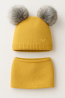 “Bear” Winter Set Mustard with Graphite Pom-Poms