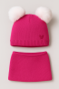 “Bear” Winter Set – Hat with Pom-Poms & Powder Pink Neck Warmer | Kids Winter Accessories