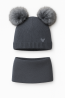 “Bear” Winter Set Graphite with Light Grey Pom-Poms