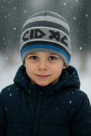 Boys’ Winter Hat Graphite & Blue – Sporty and Warm