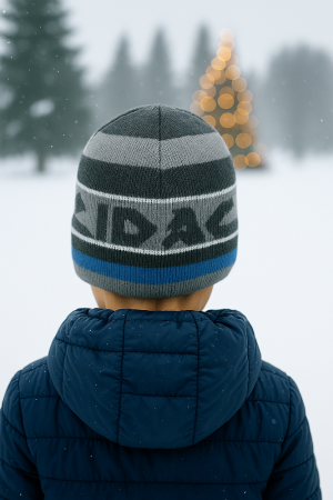 Boys’ Winter Hat Graphite & Blue – Sporty and Warm