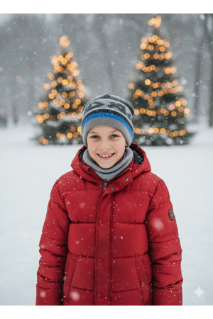 Boys’ Winter Hat Graphite & Blue – Sporty and Warm