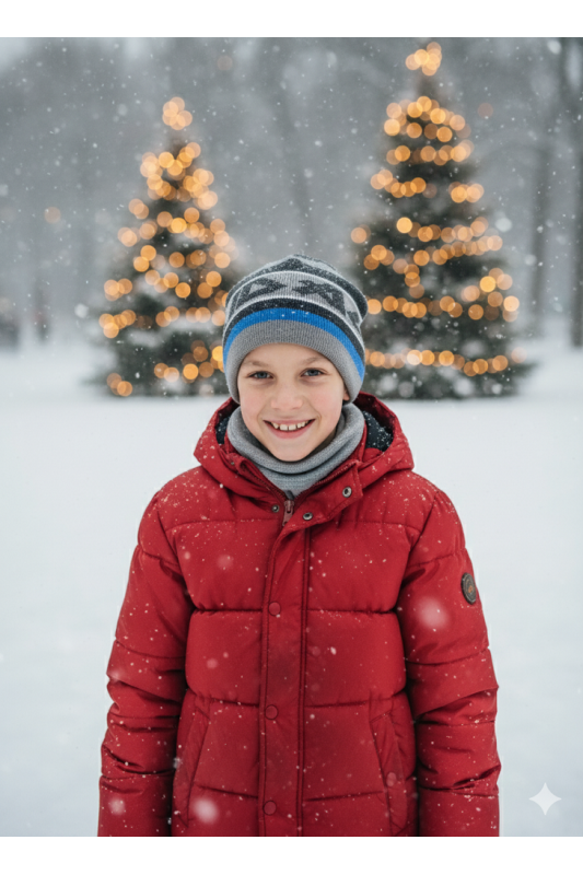 Boys’ Winter Hat Graphite & Blue – Sporty and Warm