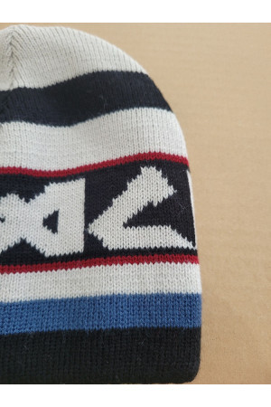 Boys’ Winter Hat – Navy, Grey, Red & Blue Stripes