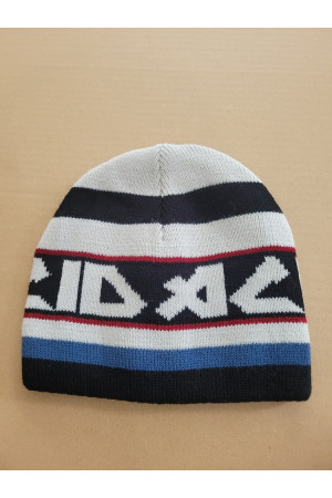 Boys’ Winter Hat – Navy, Grey, Red & Blue Stripes