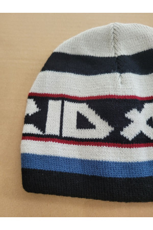 Boys’ Winter Hat – Navy, Grey, Red & Blue Stripes