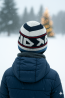 Boys’ Winter Hat – Navy, Grey, Red & Blue Stripes