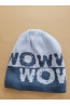Boys’ Winter Hat “WOW” – Light Blue & Graphite