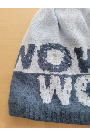 Boys’ Winter Hat “WOW” – Light Blue & Graphite