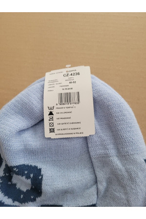 Boys’ Winter Hat “WOW” – Light Blue & Graphite