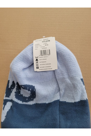 Boys’ Winter Hat “WOW” – Light Blue & Graphite