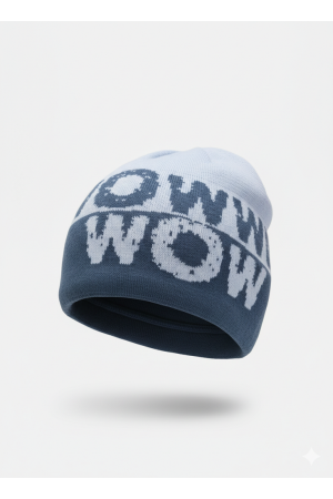 Boys’ Winter Hat “WOW” – Light Blue & Graphite