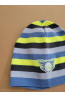 Boys’ Winter Hat with Stripes and Emblem – Blue & Yellow