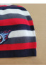 Boys’ Winter Hat with Stripes and Emblem – Red & Navy
