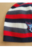 Boys’ Winter Hat with Stripes and Emblem – Red & Navy