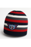 Boys’ Winter Hat with Stripes and Emblem – Red & Navy