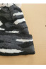 Boys’ Winter Hat with Pom-Pom – Black & White Camo Pattern
