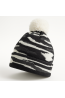 Boys’ Winter Hat with Pom-Pom – Black & White Camo Pattern