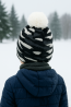 Boys’ Winter Hat with Pom-Pom – Black & White Camo Pattern