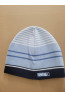 Czapka chłopięca sportowa – błękitno-granatowa w paski.