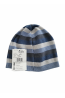 Czapka chłopięca sportowa – błękitno-szara w paski z emblematem