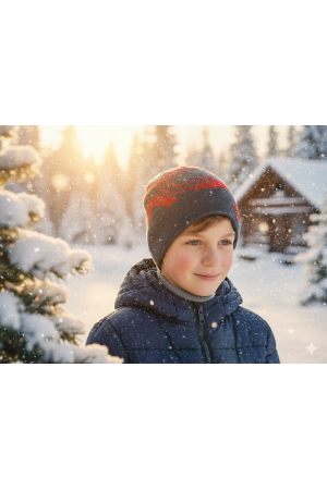 Czapka chłopięca grafitowo-czerwona „Driver Cruise” – ciepła i stylowa